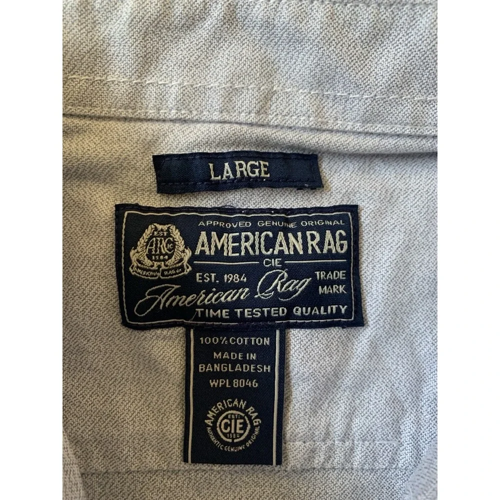 American Rag Shirt Men's Large Gray Long Sleeve Button Down‎